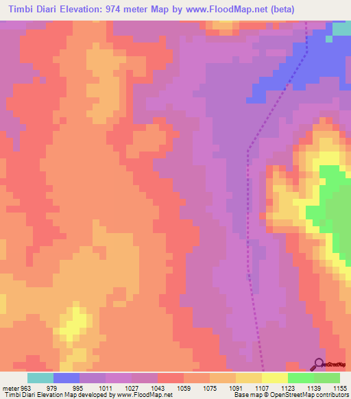 Timbi Diari,Guinea Elevation Map