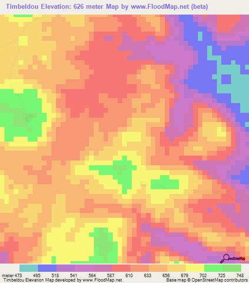 Timbeldou,Guinea Elevation Map