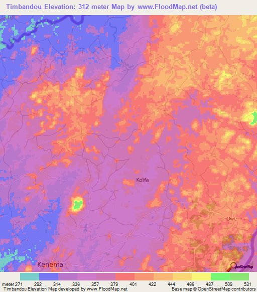 Timbandou,Guinea Elevation Map