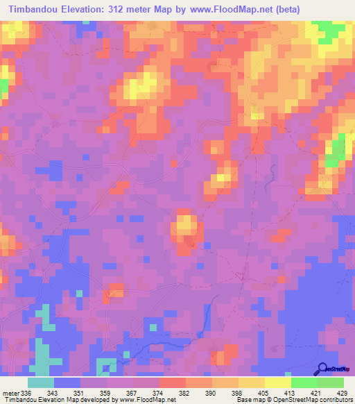 Timbandou,Guinea Elevation Map