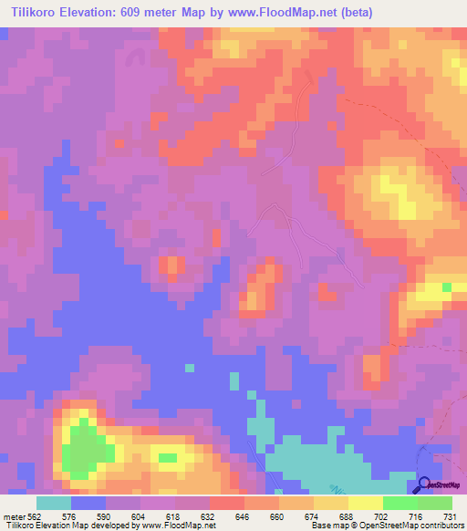 Tilikoro,Guinea Elevation Map