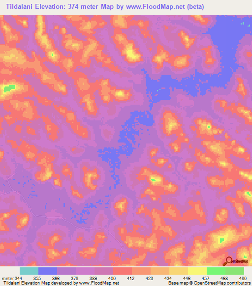 Tildalani,Guinea Elevation Map