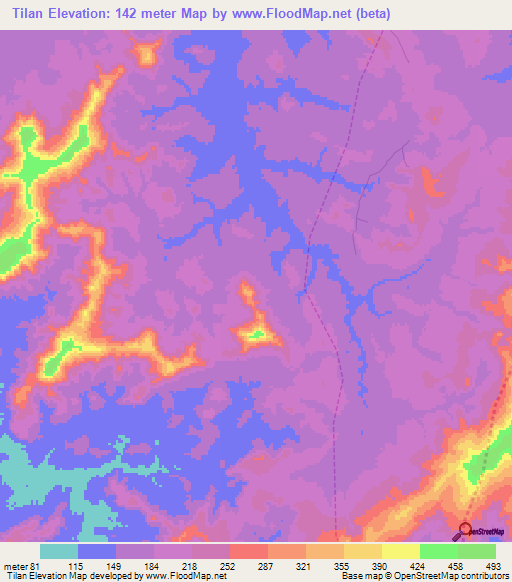 Tilan,Guinea Elevation Map