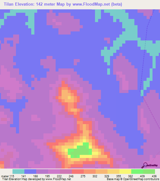 Tilan,Guinea Elevation Map