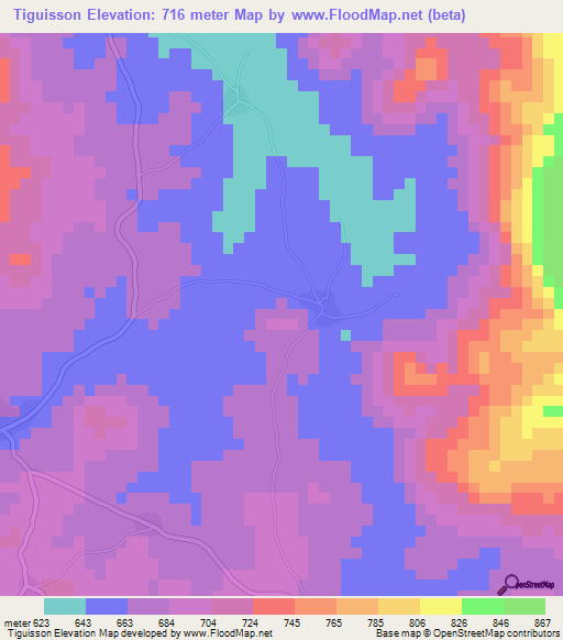 Tiguisson,Guinea Elevation Map