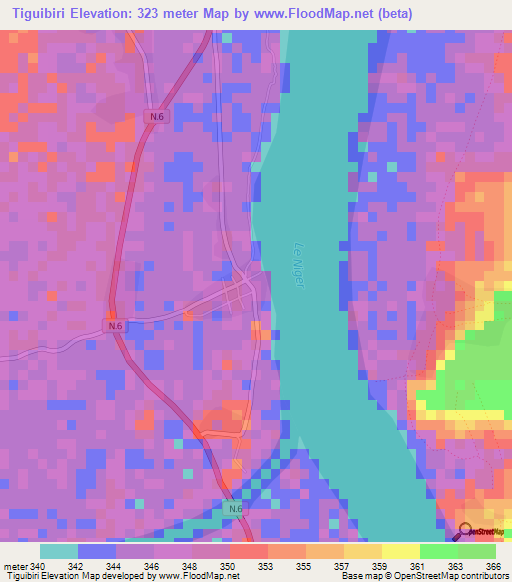 Tiguibiri,Guinea Elevation Map