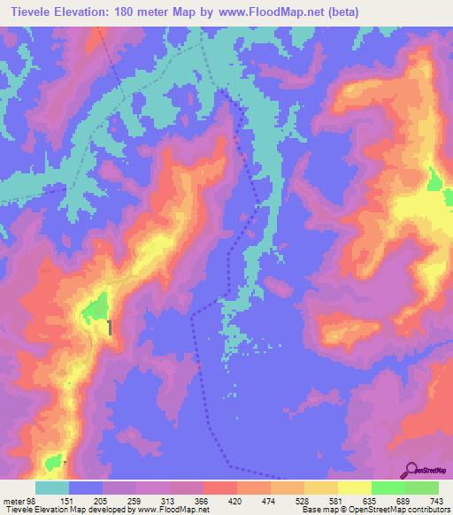 Tievele,Guinea Elevation Map