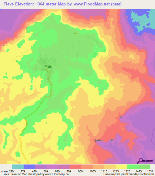 Tieve,Guinea Elevation Map