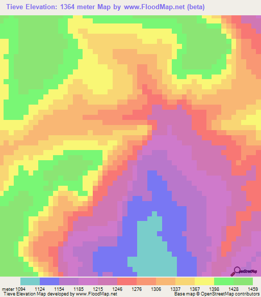 Tieve,Guinea Elevation Map