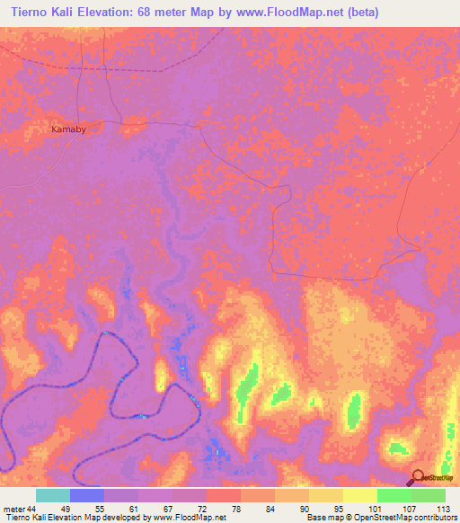 Tierno Kali,Guinea Elevation Map