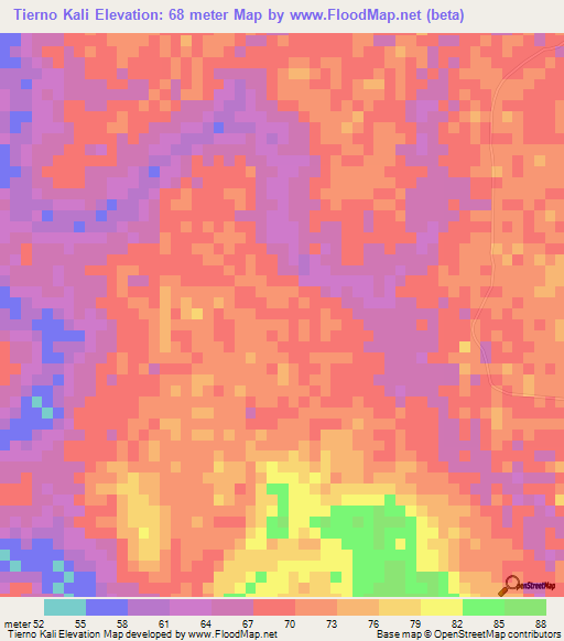 Tierno Kali,Guinea Elevation Map