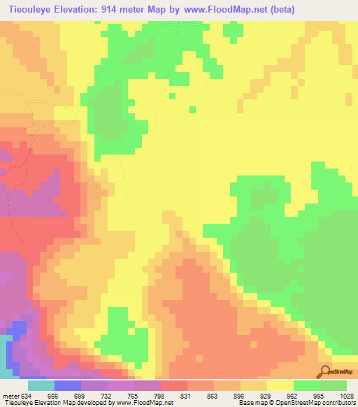 Tieouleye,Guinea Elevation Map