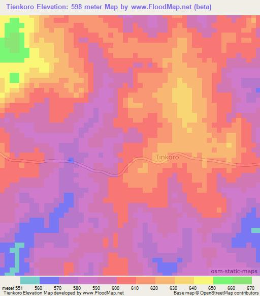 Tienkoro,Guinea Elevation Map