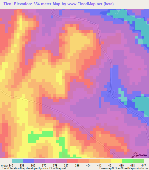 Tieni,Guinea Elevation Map