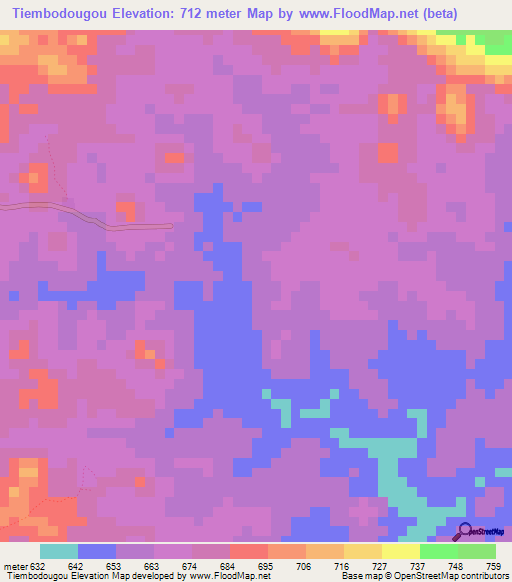 Tiembodougou,Guinea Elevation Map