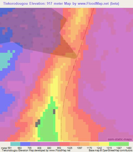 Tiekorodougou,Guinea Elevation Map