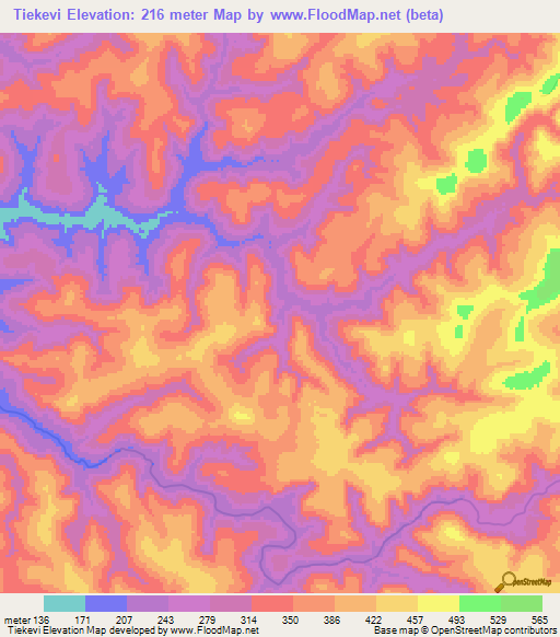 Tiekevi,Guinea Elevation Map