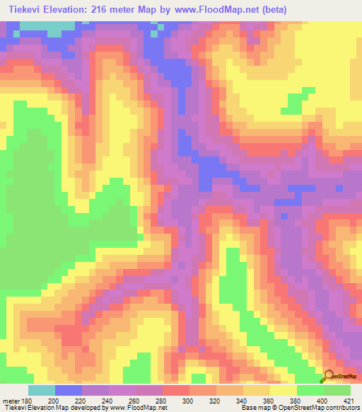 Tiekevi,Guinea Elevation Map