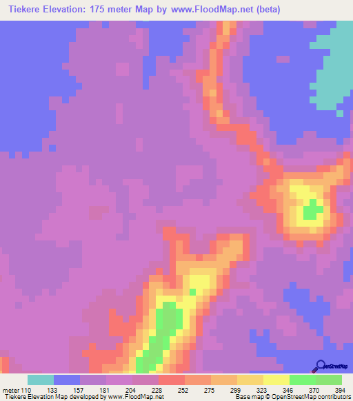 Tiekere,Guinea Elevation Map