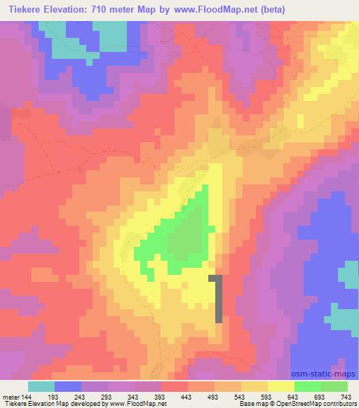 Tiekere,Guinea Elevation Map