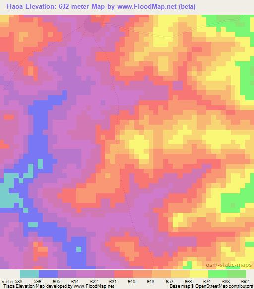 Tiaoa,Guinea Elevation Map