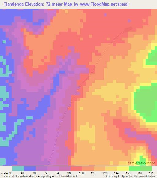 Tiantienda,Guinea Elevation Map