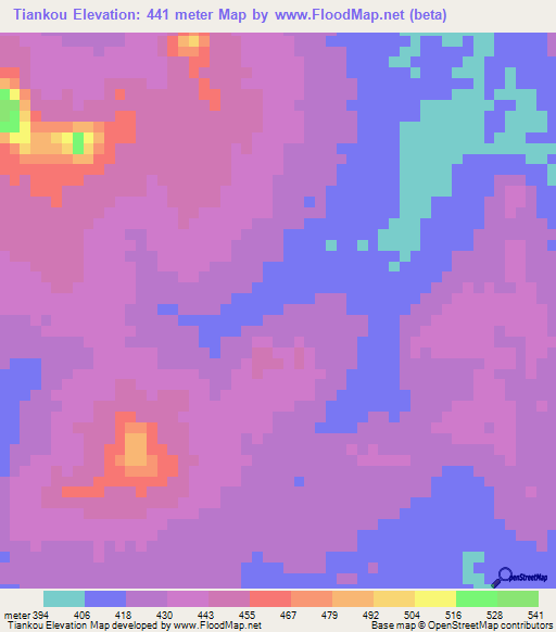 Tiankou,Guinea Elevation Map