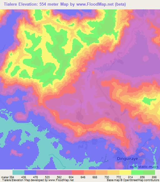 Tialere,Guinea Elevation Map