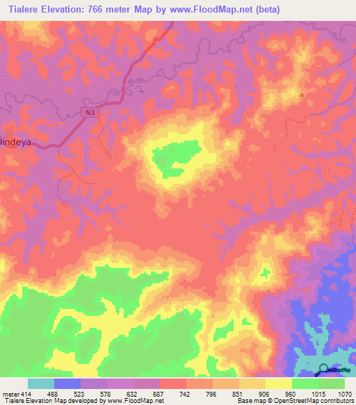 Tialere,Guinea Elevation Map