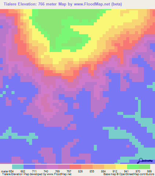 Tialere,Guinea Elevation Map