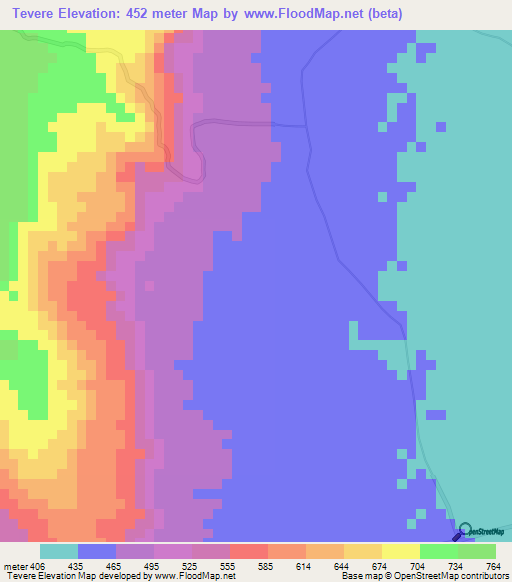 Tevere,Guinea Elevation Map