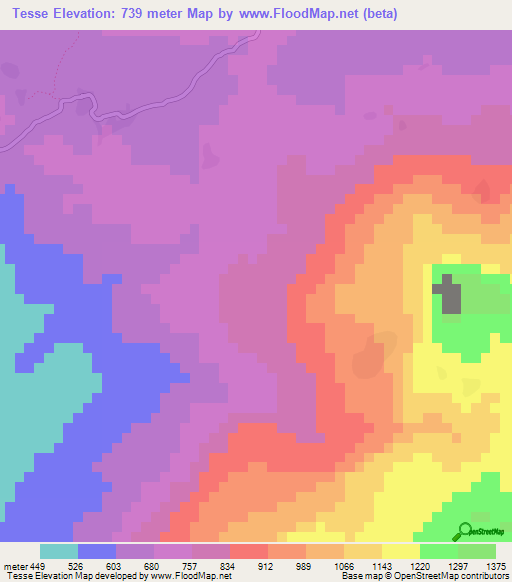 Tesse,Guinea Elevation Map