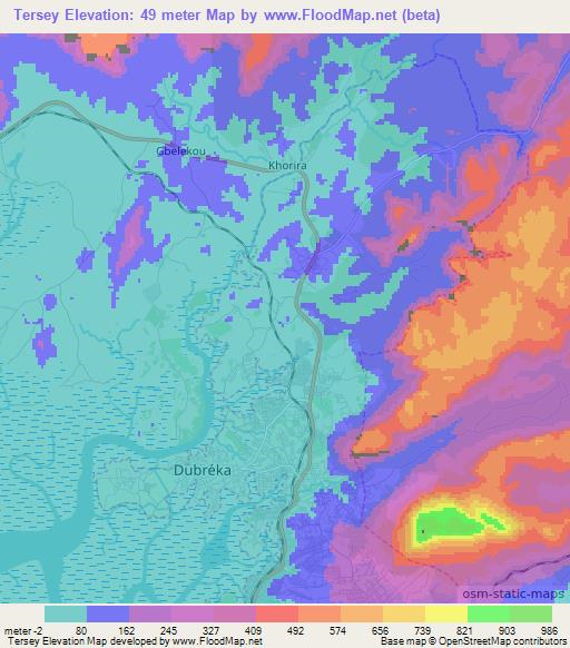 Tersey,Guinea Elevation Map