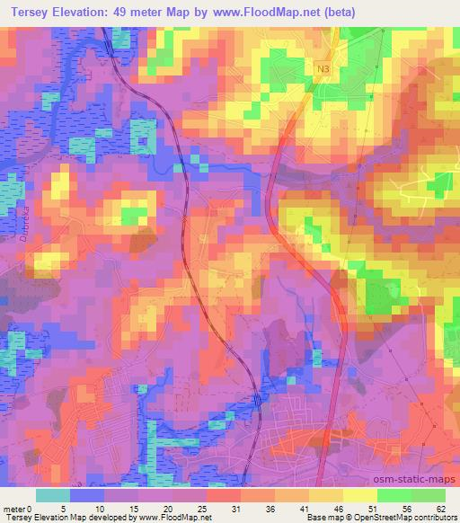 Tersey,Guinea Elevation Map