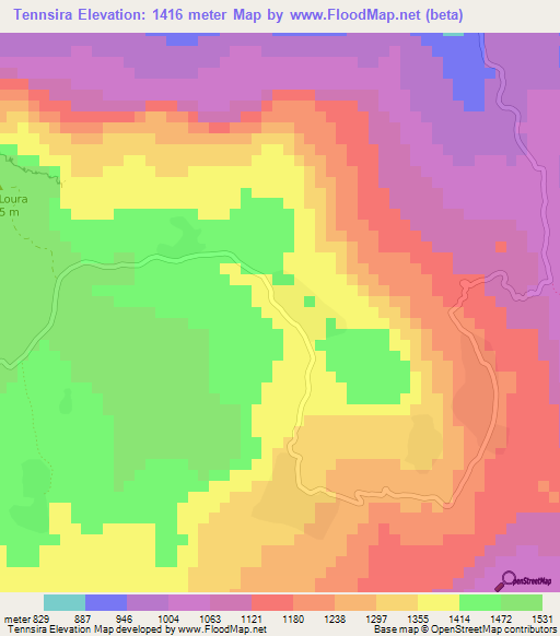 Tennsira,Guinea Elevation Map