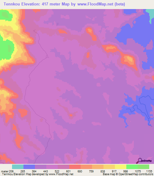 Tennkou,Guinea Elevation Map