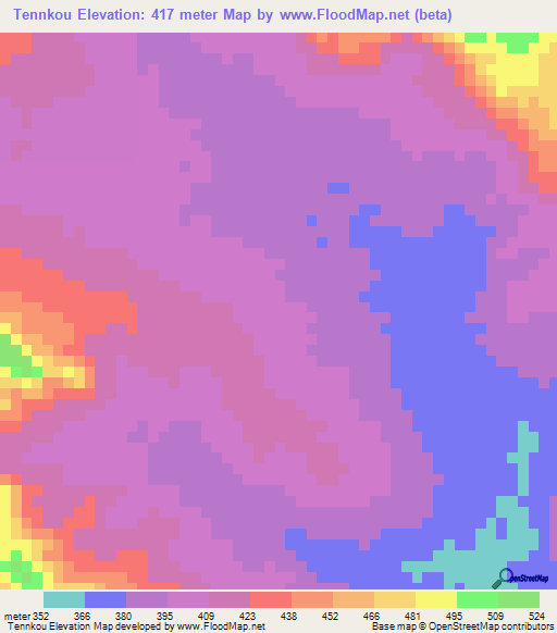 Tennkou,Guinea Elevation Map