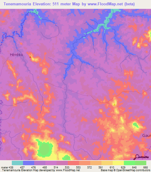 Tenemamouria,Guinea Elevation Map