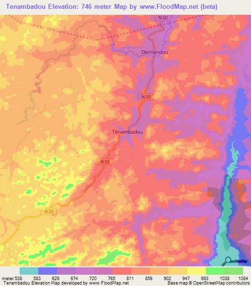 Tenambadou,Guinea Elevation Map