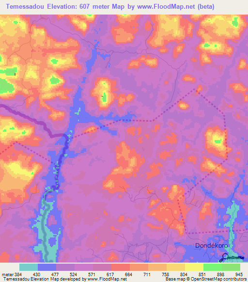 Temessadou,Guinea Elevation Map