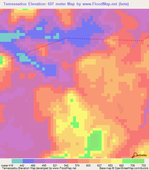 Temessadou,Guinea Elevation Map