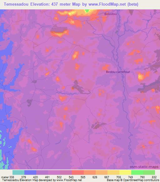 Temessadou,Guinea Elevation Map