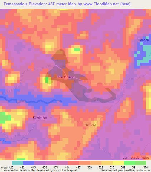 Temessadou,Guinea Elevation Map