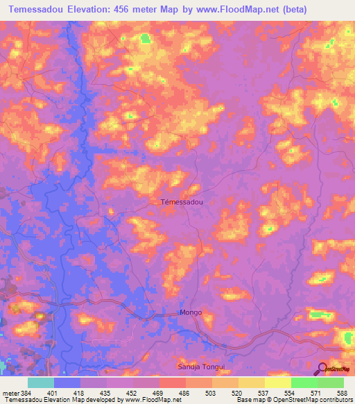 Temessadou,Guinea Elevation Map