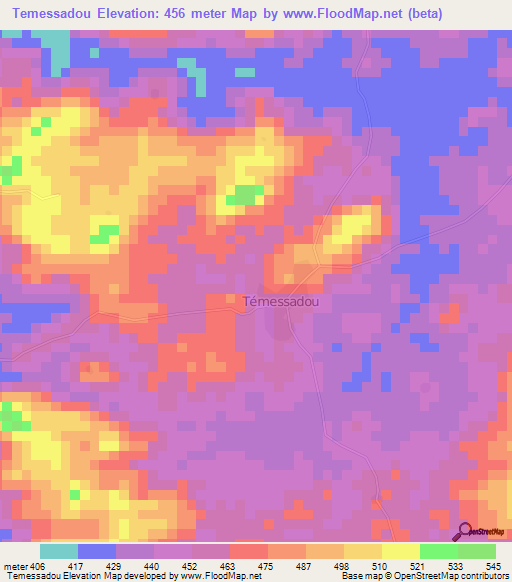 Temessadou,Guinea Elevation Map