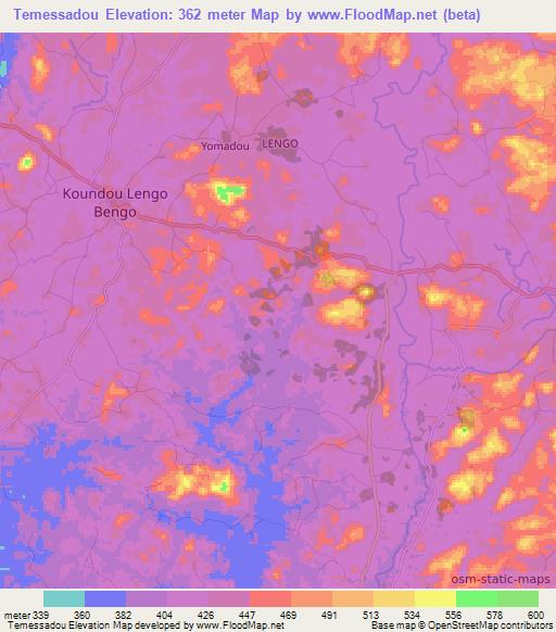 Temessadou,Guinea Elevation Map