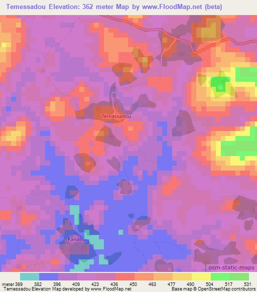 Temessadou,Guinea Elevation Map