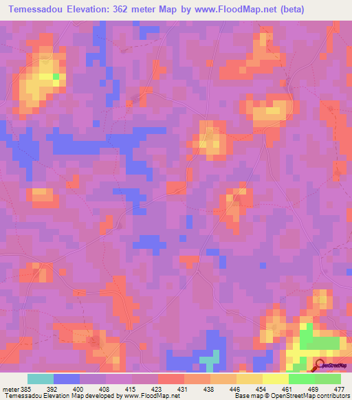 Temessadou,Guinea Elevation Map