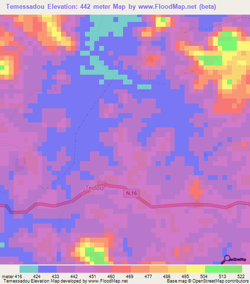 Temessadou,Guinea Elevation Map