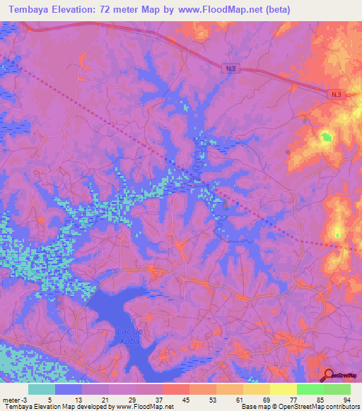 Tembaya,Guinea Elevation Map